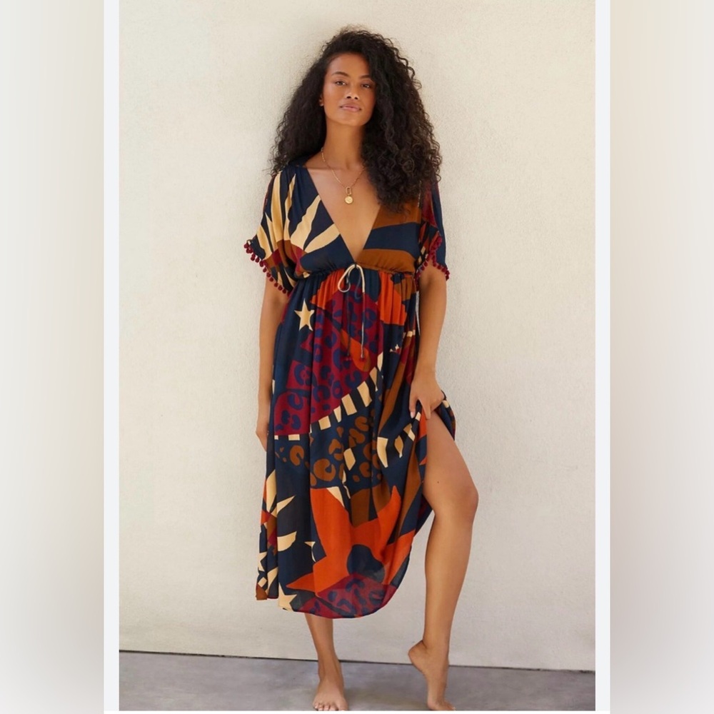 FARM Rio Multicolor Geometric V-Neck Coverup